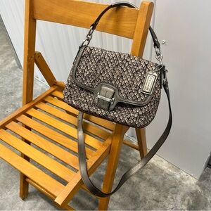 Coach Metallic Pewter Snake-Embossed Crossbody Bag
